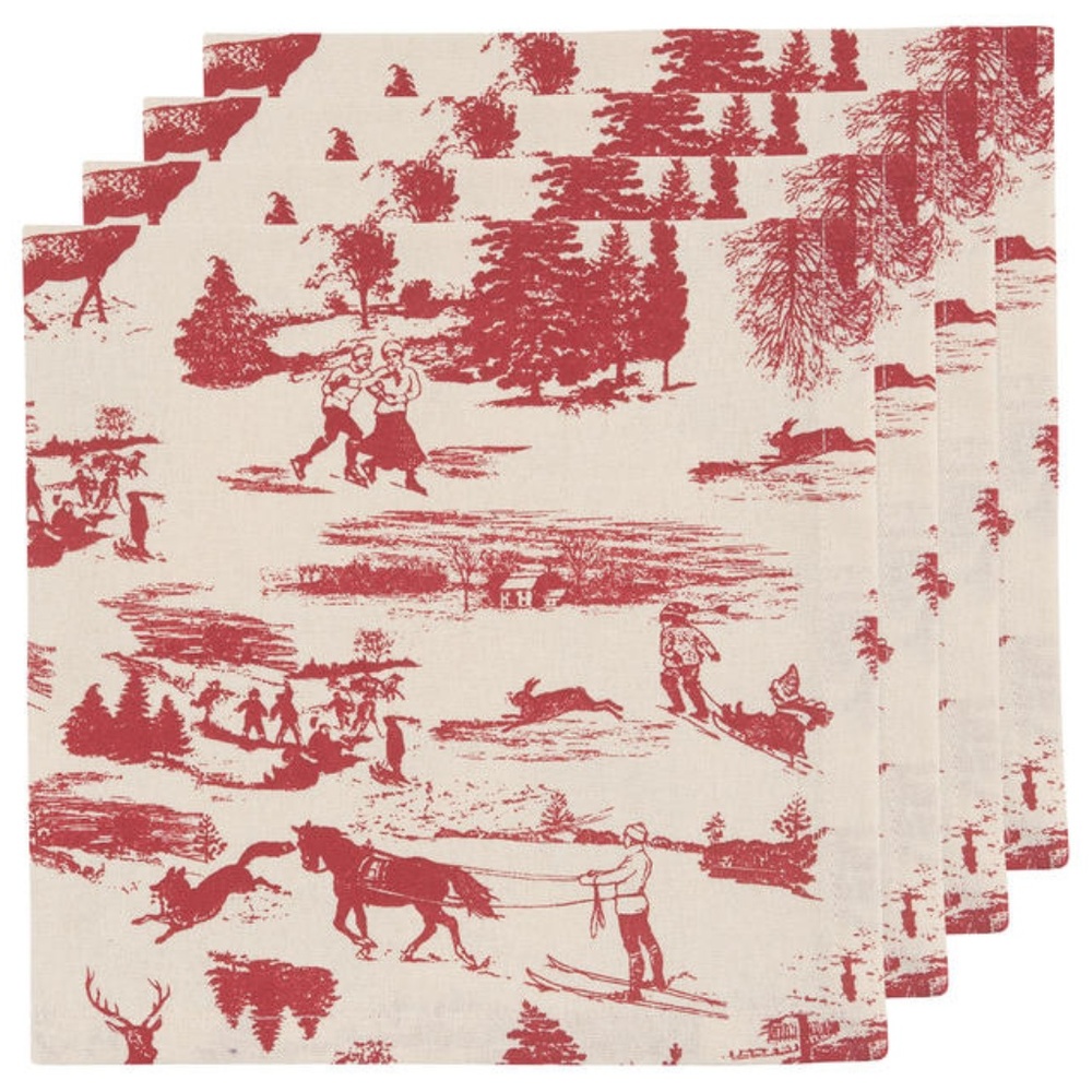Now Designs Kitchen Napkin Set/4 Holiday Toile NWT